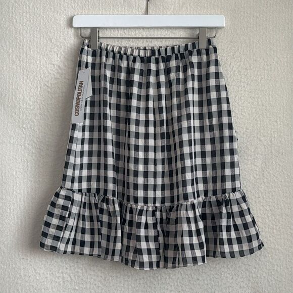 Dress the Population x Cosmopolitan Skirt Womens Small Gingham Black White - Picture 2 of 7